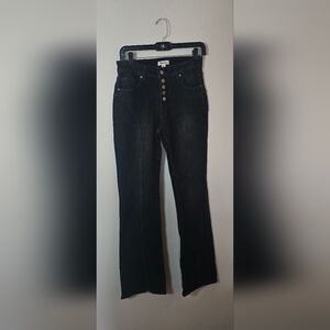 Tres Chic High Rise Button Fly Bootcut Black Classic Casual Jeans New Size Small